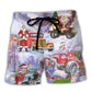 Santa Hot Rod Christmas Tree Beach Shorts Design Detail For Coastal Escapes And Daily Wear