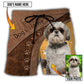 Dog Paw Brown Style Personalized Photo Beach Shorts Pattern View For Vacation Travel And Outdoor Fun
