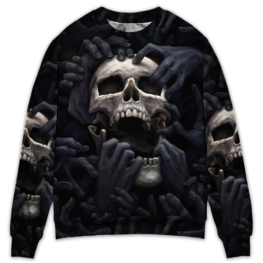Dark Screaming Skull Fantasy Sweater For Halloween Events Weekend Outings And Creative Gift Giving