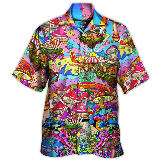 Psychedelic Hippie Mushroom Hallucinogenic Hawaiian Shirt Resort Outfit View For Island Holidays