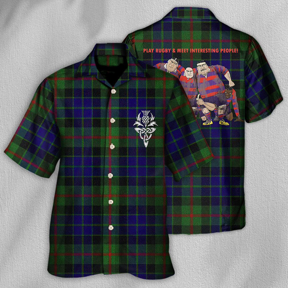 Vintage Tartan Hawaiian Shirt Pattern Detail For Summer Holidays And Outdoor Fun