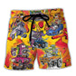 Hot Rod Vintage Racing Energy Burn Beach Shorts Pattern View For Relaxed Vacation Styling