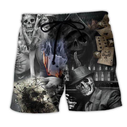 Skull Casino Video Gaming Beach Shorts For Resort Getaways And Leisure And Relaxation