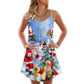 Santa Coming Story Night V-Neck Sleeveless Cami Dress For Holiday Parties And Relaxed Vacation Wear