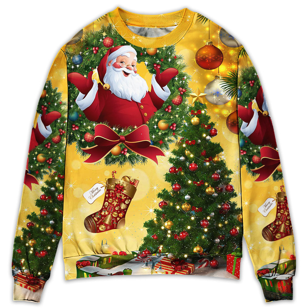 Christmas Tree Yellow Santa Claus Sweater For Seasonal Parties Cozy Gatherings And Thoughtful Holiday Gifts