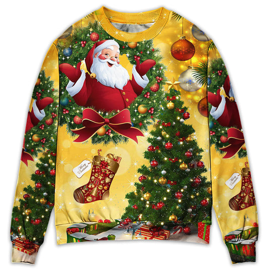 Christmas Tree Yellow Santa Claus Sweater For Seasonal Parties Cozy Gatherings And Thoughtful Holiday Gifts
