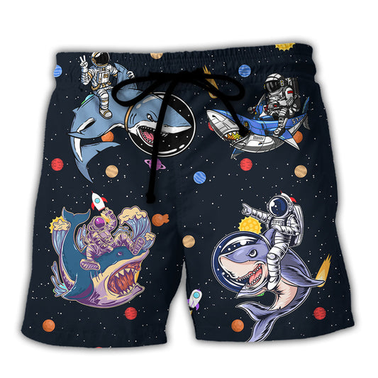 Galaxy Shark Astronaut Sky Beach Shorts For Warm Weather Outings And Comfortable Daily Use