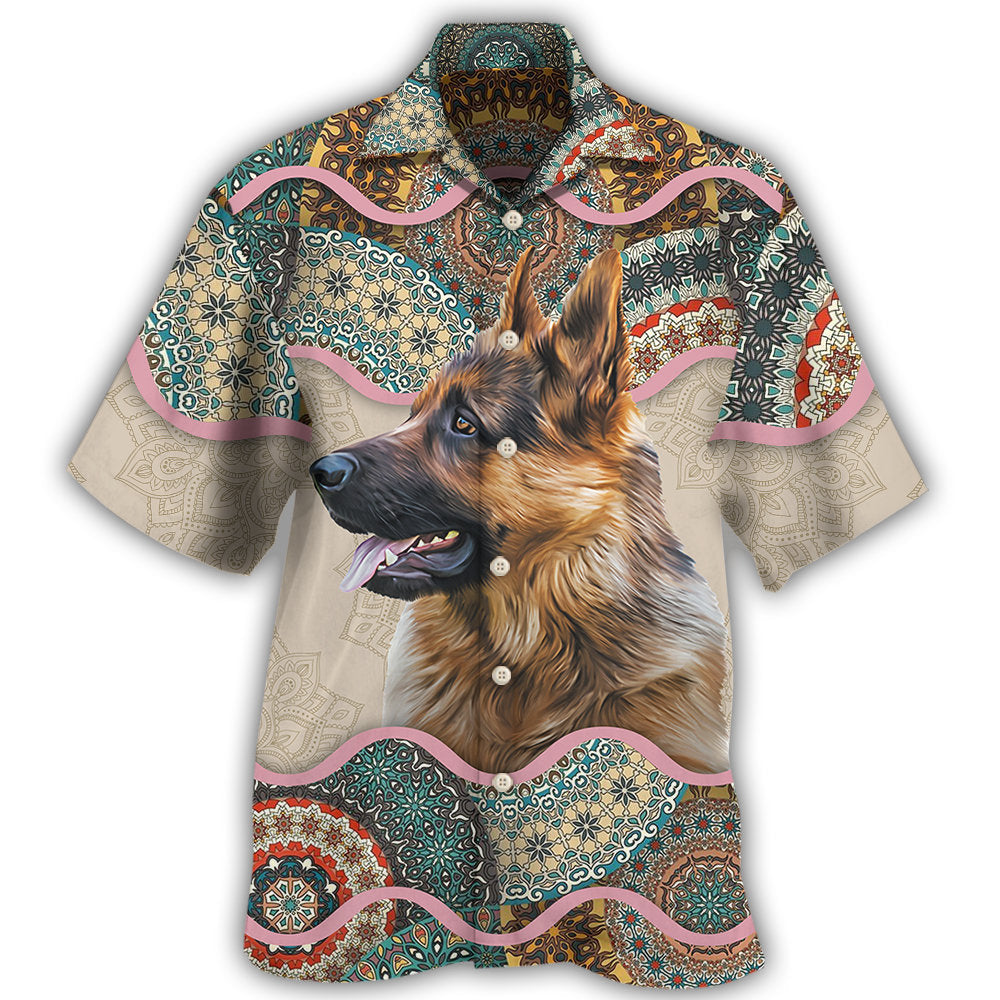 Creative German Shepherd Dog Hawaiian Shirt Artwork View For Resort Wear