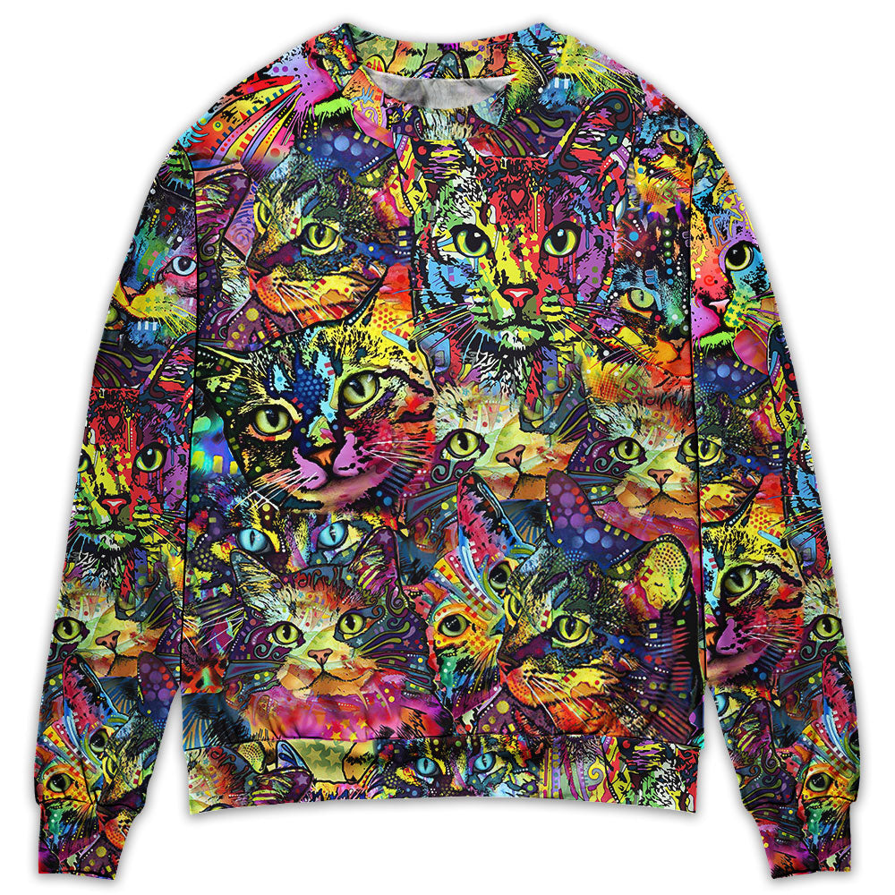 Smiling Colorful Cat Sweater For Animal Inspired Style Events And Comfortable Daily Wear