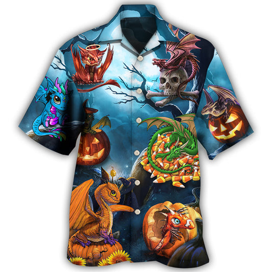 Dark Dragon Halloween Pumpkin Sky Hawaiian Shirt For Beach Parties And Weekend Getaways