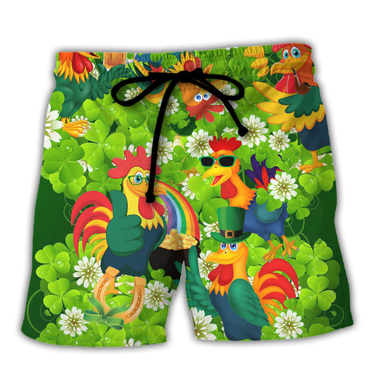 Chicken Shamrock Beach Shorts For Holiday Cruises And Easy Warm Weather Wear