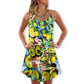 Avocado Santa Merry Christmas Snow V-Neck Sleeveless Cami Dress For Summer Events And Comfortable Everyday Style
