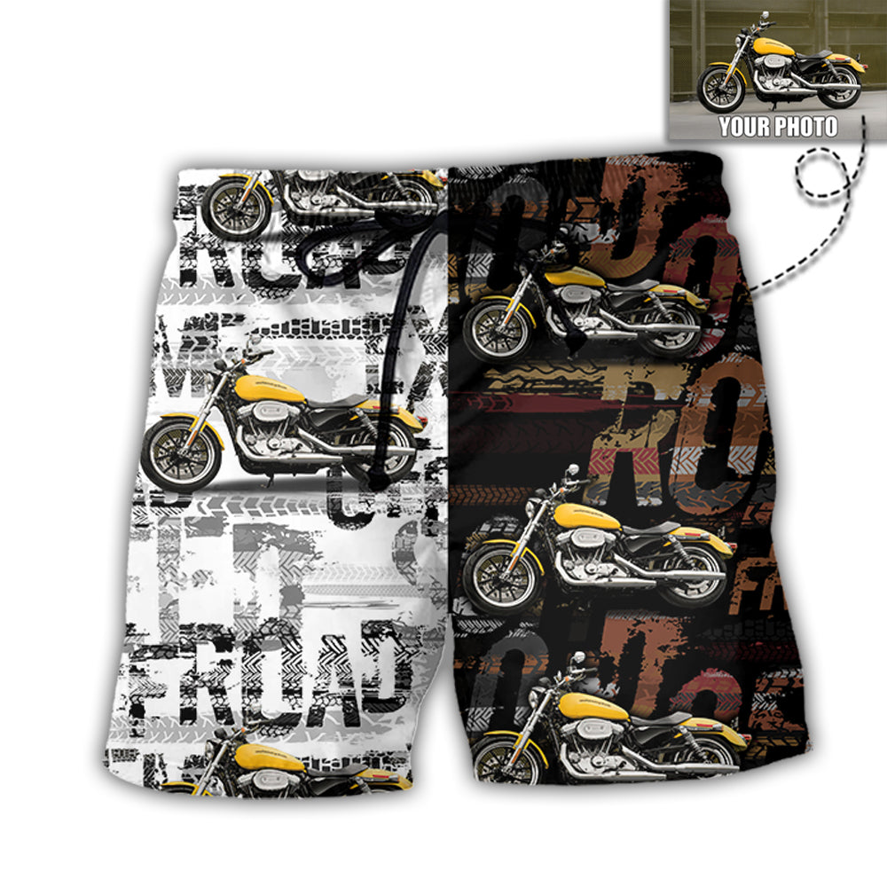 Motorcycle Sweet Cool Style Personalized Photo Beach Shorts Graphic Detail For Resort Trips And Casual Outings