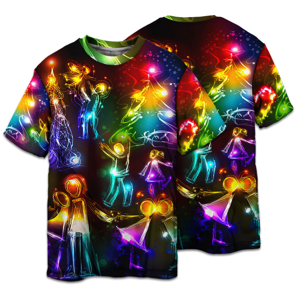 Happy Family Christmas Tree Lights Short Sleeve Pajamas Set For Christmas Sleepwear And Family Lounging