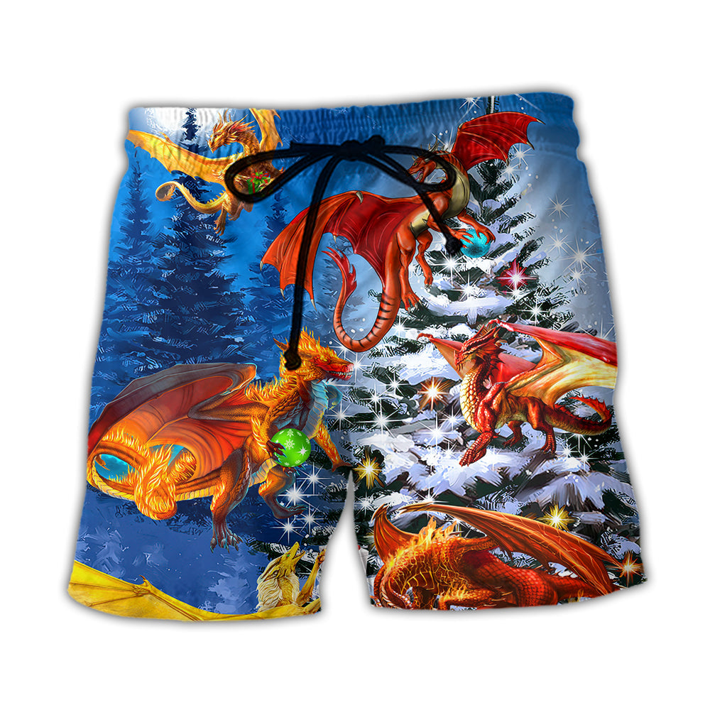 Christmas Light Dragon Beach Shorts For Warm Weather Outings And Travel Ready Comfort
