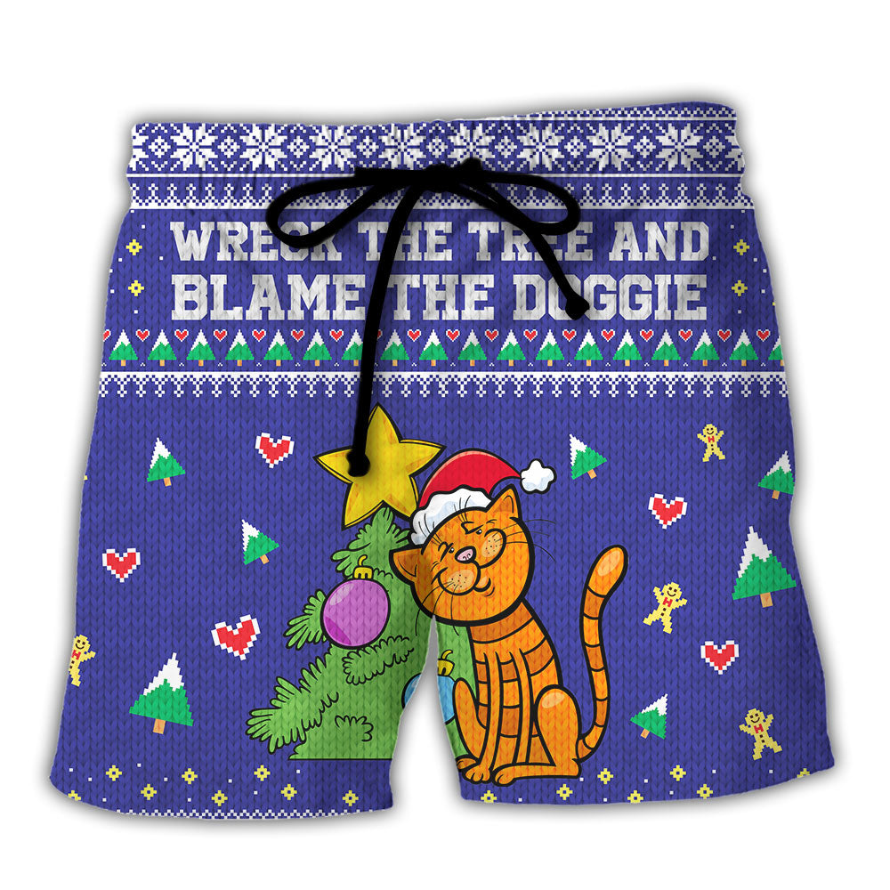 Christmas Cat Tree Beach Shorts For Casual Day Trips And Laid Back Styling