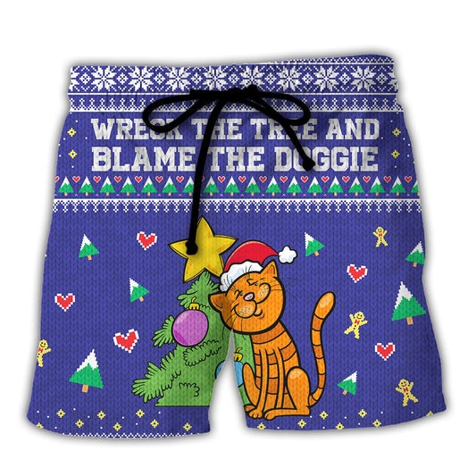 Christmas Cat Tree Beach Shorts For Casual Day Trips And Laid Back Styling