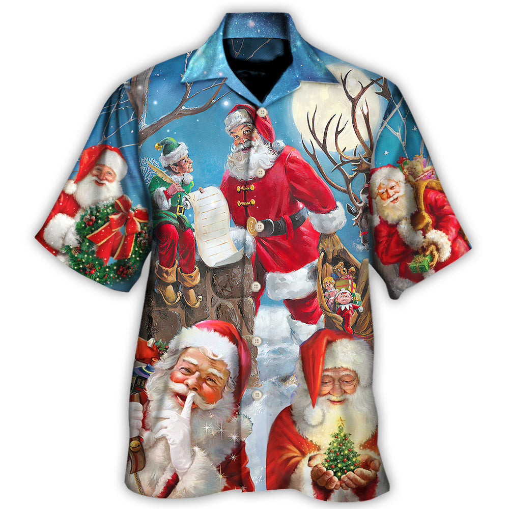 Funny Blue Santa Elf Christmas Sky Hawaiian Shirt For Resort Getaways And Comfortable Summer Activities