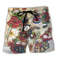 Christmas Snowman Couple Winter Lover Beach Shorts Pattern View For Warm Weather Holiday Outfits