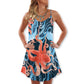 Colorful Octopus Ocean Life V-Neck Sleeveless Cami Dress For Beach Trips And Relaxed Vacation Style