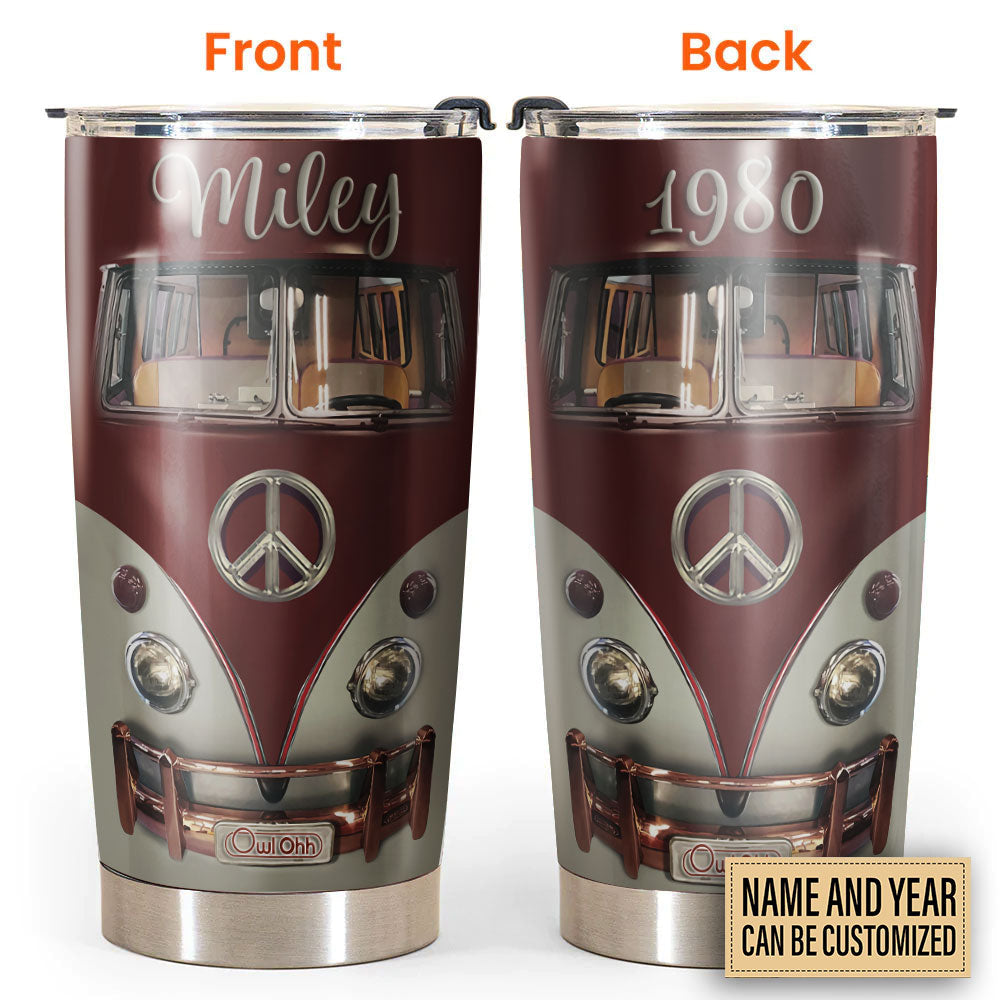 Hippie Peace Red Bus Personalized 20 Oz Tumbler For Coffee Travel And Daily Drinks