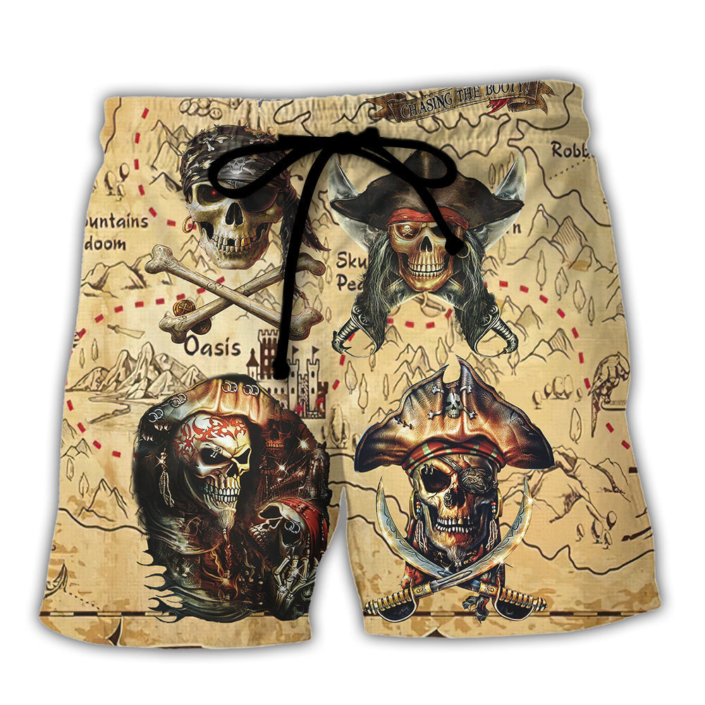 Pirate Chasing The Treasure Beach Shorts For Poolside Relaxation And Summer Adventures