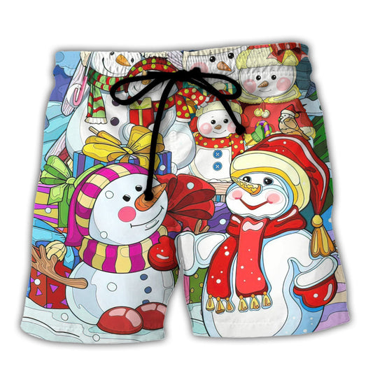 Christmas Snowman Beach Shorts For Beach Days And Leisure And Relaxation