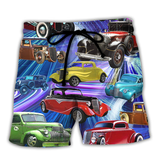 Car Green Red Dream Style Beach Shorts For Coastal Drives And Casual Style