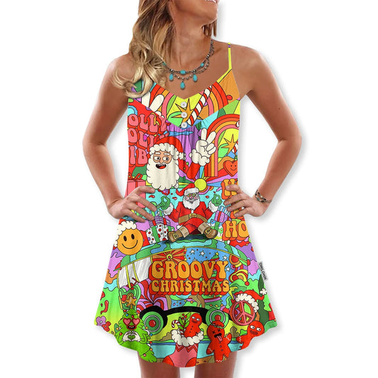 Hippie Santa Peace Bus – Women's Summer Sleeveless V-Neck Camisole Dress