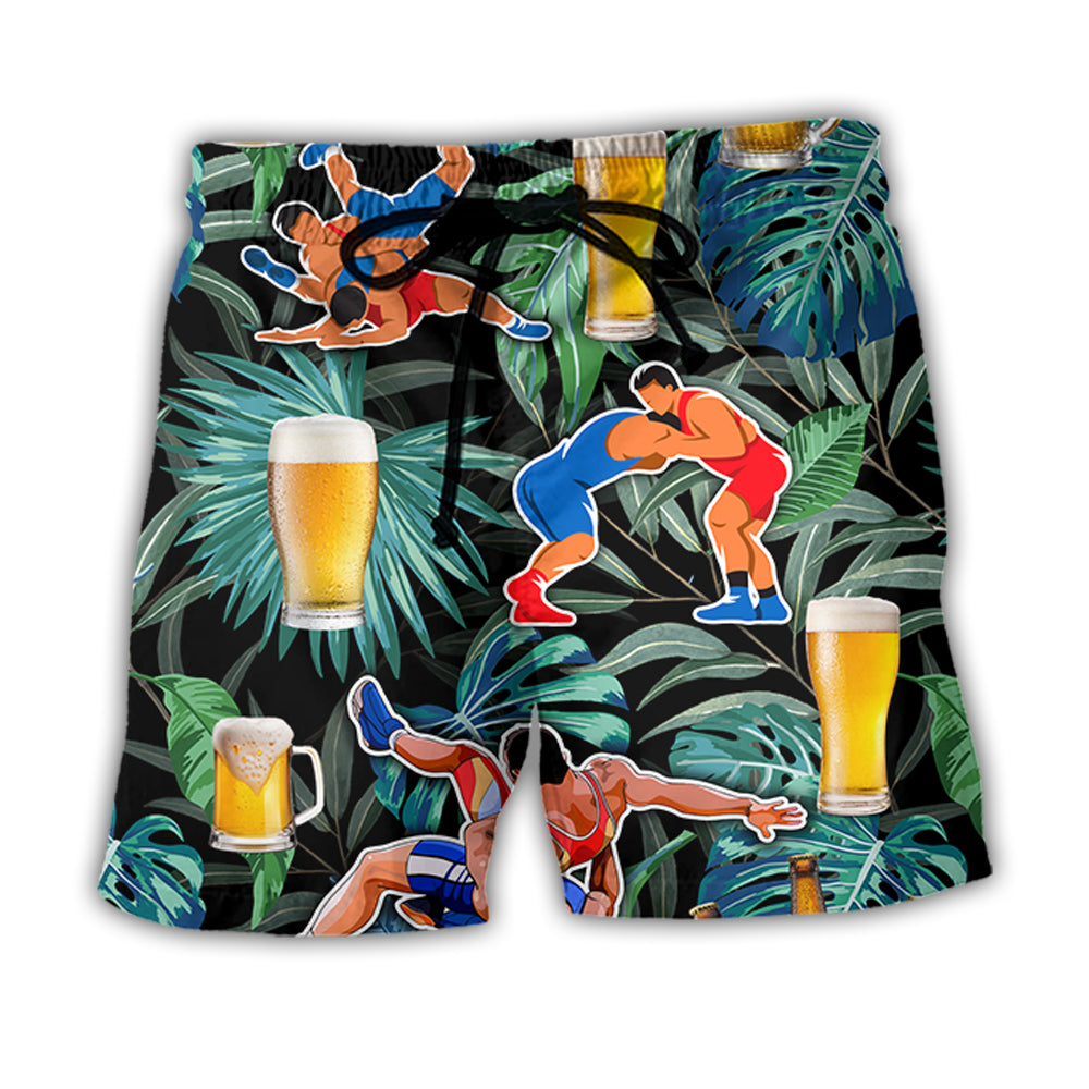 Tropical Beer Wrestling Beach Shorts For Resort Getaways And Thoughtful Gift Giving