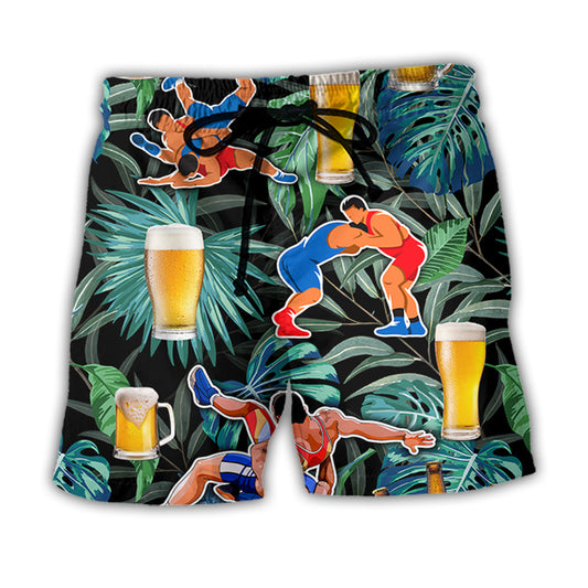 Tropical Beer Wrestling Beach Shorts For Resort Getaways And Thoughtful Gift Giving