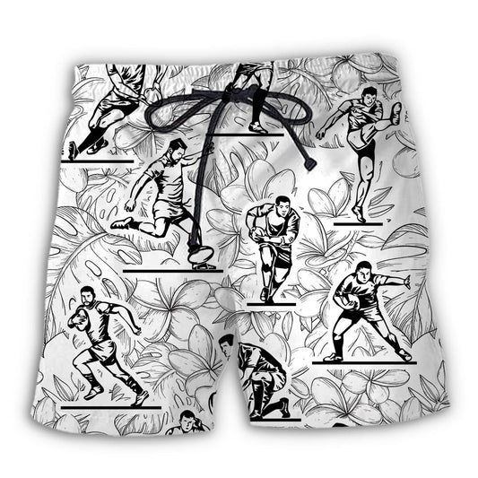 Tropical Leaf Rugby Beach Shorts For Weekend Travel And Laid Back Styling