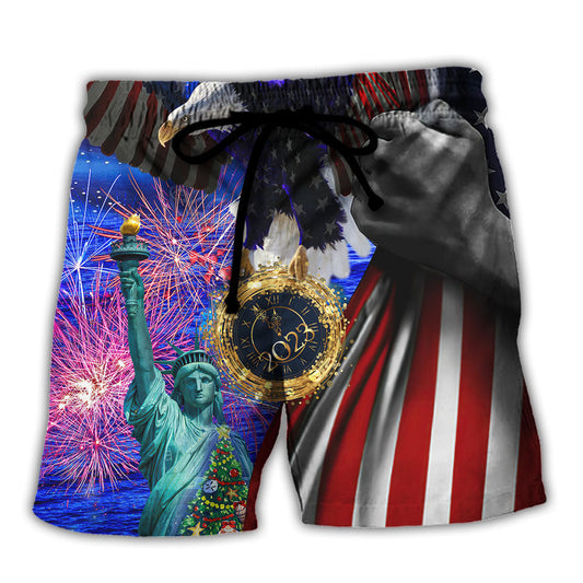 New Year New America Holiday Beach Shorts Pattern View For Coastal Holidays And Casual Activities