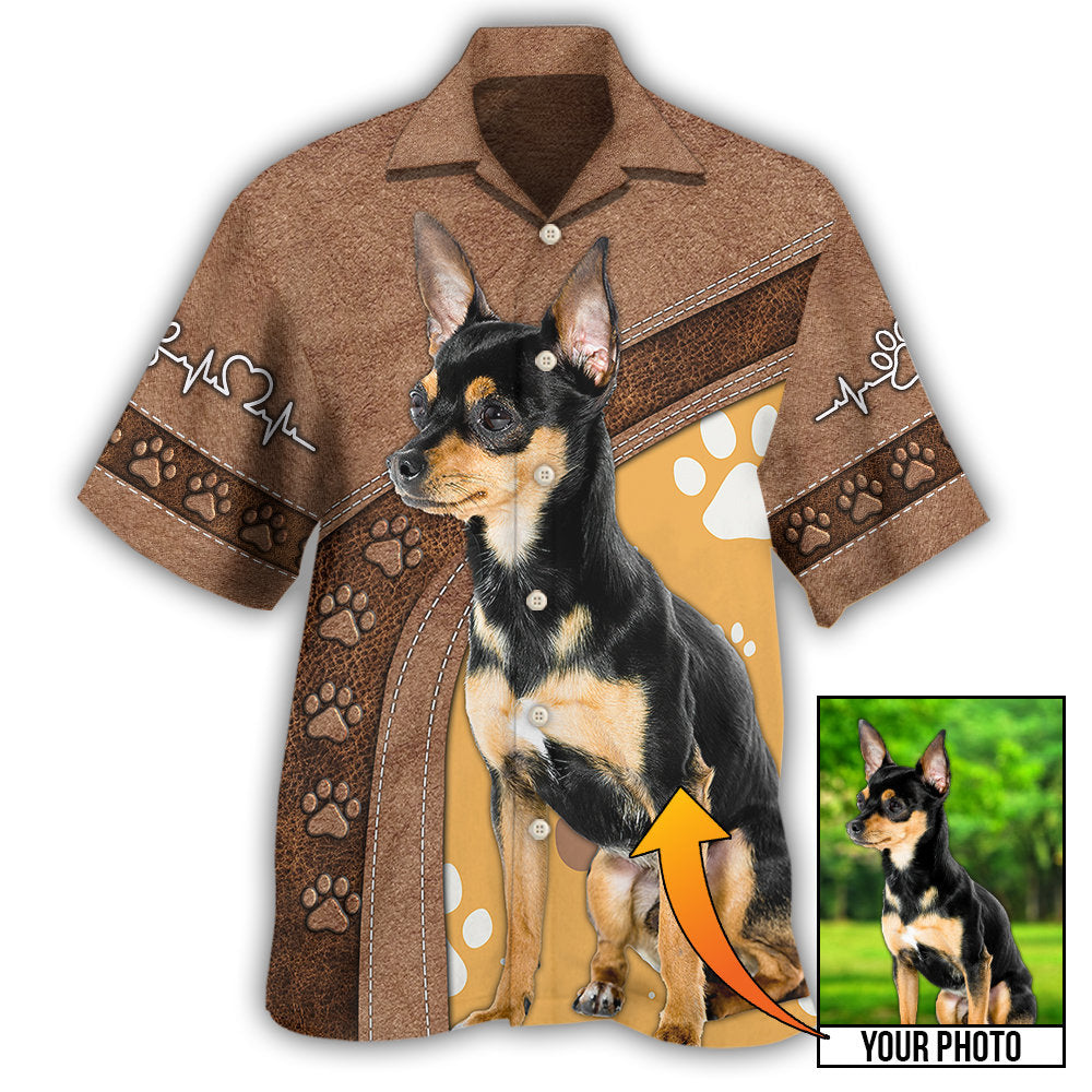 Brown Classic Dog Paw Custom Photo Personalized Hawaiian Shirt For Vacation Days And Relaxed Coastal Outings