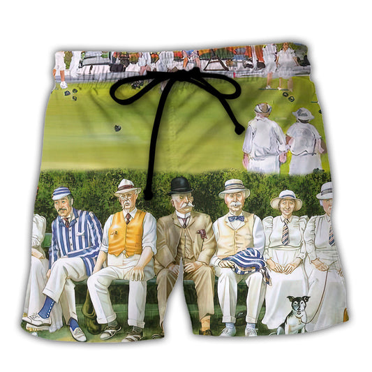 Lawn Bowling Family Fun Theme Beach Shorts For Sports Fan Vacation Wear