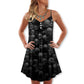 Skull Dark Rebel Quote V-Neck Sleeveless Cami Dress For Festivals And Distinctive Alternative Styling