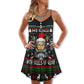Nordic Skull Glory Holiday V-Neck Sleeveless Cami Dress For Festivals Travel And Relaxed Casual Summer Wear