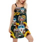 Hippie Elephant Camping Adventure V-Neck Sleeveless Cami Dress For Beach Travel And Free Spirited Outfits