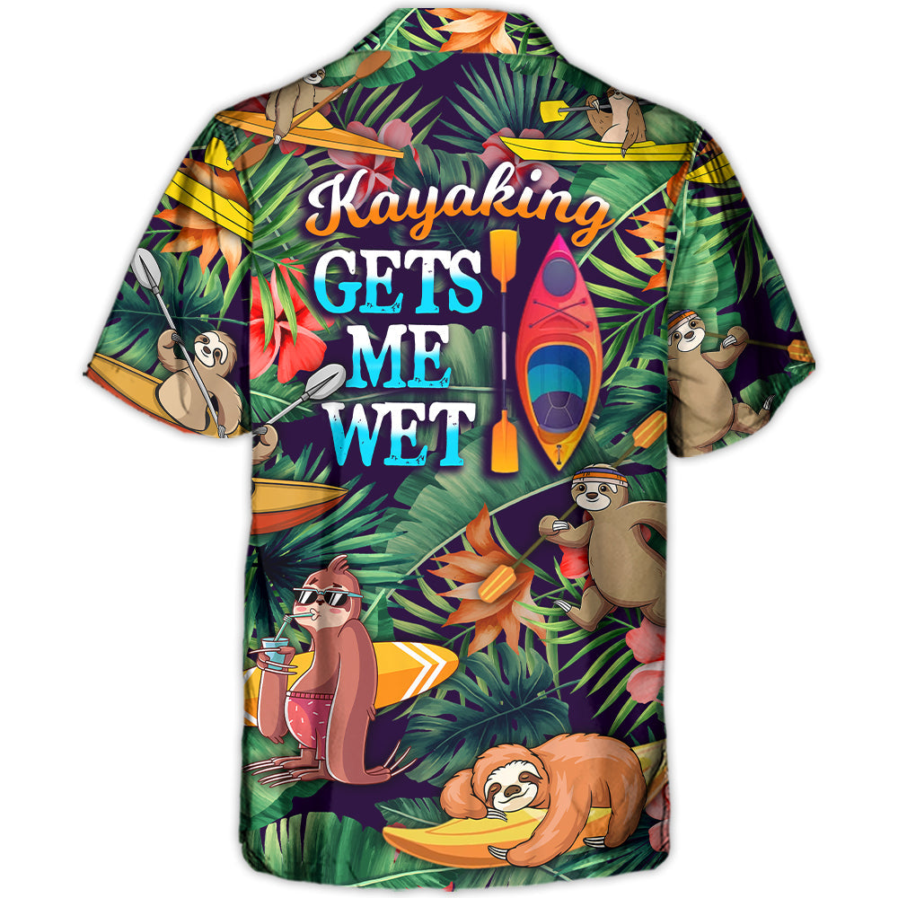 Tropical Funny Kayaking Sloth Hawaiian Shirt For Tropical Holidays, Outdoor Gatherings, And Everyday Comfort