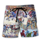 Ice Hockey Night Colorful Art Beach Shorts For Vacation Travel And Relaxed Outdoor Comfort