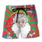 Psychedelic Santa Colorful Beach Shorts Design View For Comfortable Resort And Beach Styling