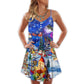 Christmas Reading Books Happy Holiday V-Neck Sleeveless Cami Dress For Vacations And Casual Warm Weather Wear