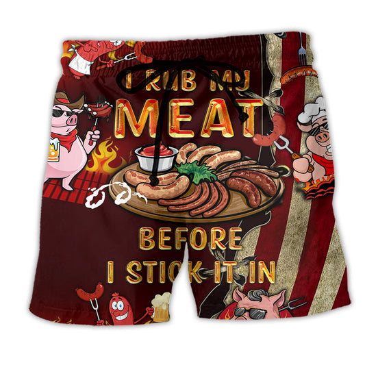 Funny Grill And Food Humor Beach Shorts Artwork View For Seaside Trips And Casual Style