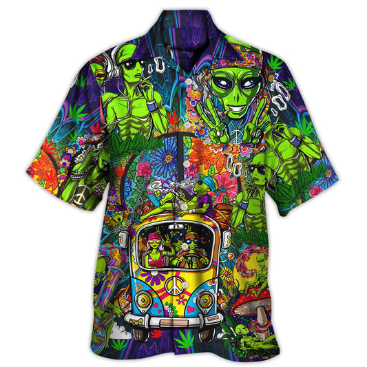 Bohemian Alien Space Psychedelic Hawaiian Shirt Pattern Detail For Vacation Travel And Daily Wear