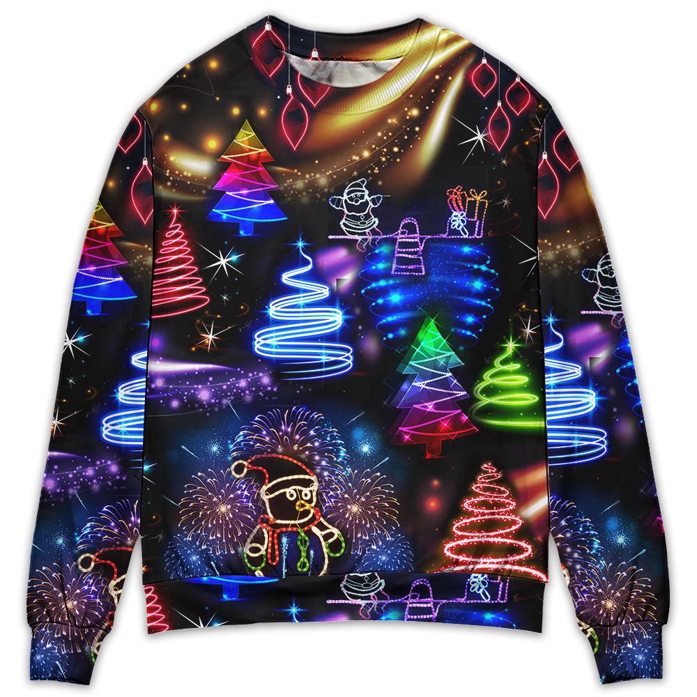 Christmas Neon Santa And Snowman Sweater For Festive Family Events Casual Wear And Holiday Gift Giving