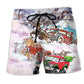 Christmas Car Running Ho Fun Beach Shorts Design Detail For Resort And Beach Day Style