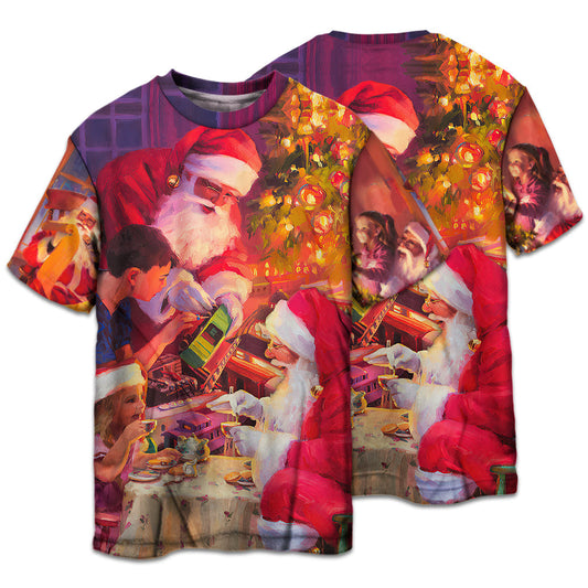 Santa Christmas Story Short Sleeve Pajamas Set For Holiday Bedtime And Cozy Home Wear