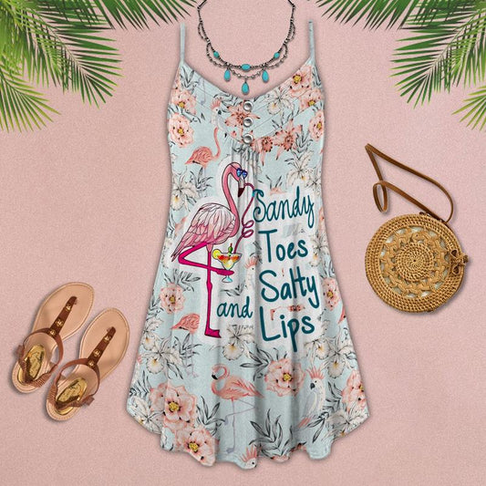 Flamingo Loves Summer Tropical Vibes Limited 1 – Women's Summer Sleeveless V-Neck Camisole Dress