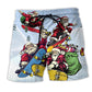 Christmas Snow Santa Beach Shorts For Poolside Relaxation And Leisure And Relaxation