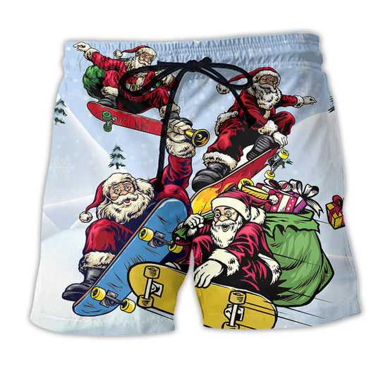 Christmas Snow Santa Beach Shorts For Poolside Relaxation And Leisure And Relaxation
